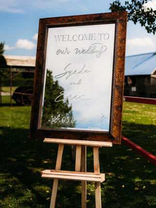Hand-lettered welcome sign